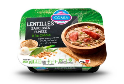 Lentilles saucisses fumées à la créole
